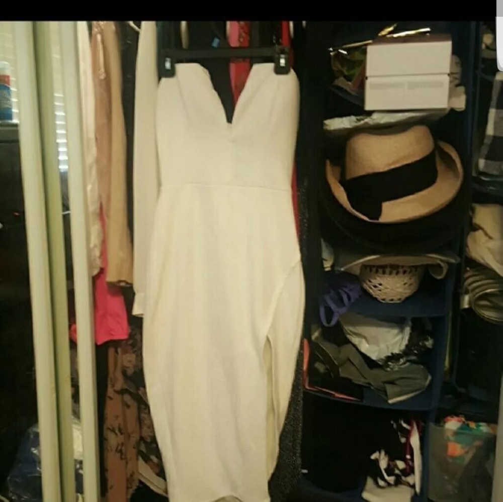 Angl white high slit dress